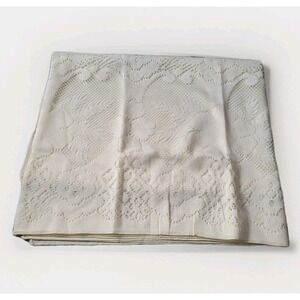 Vintage Large Ivory Floral Lace Tablecloth - 72" x 90" - Classic Victorian Style